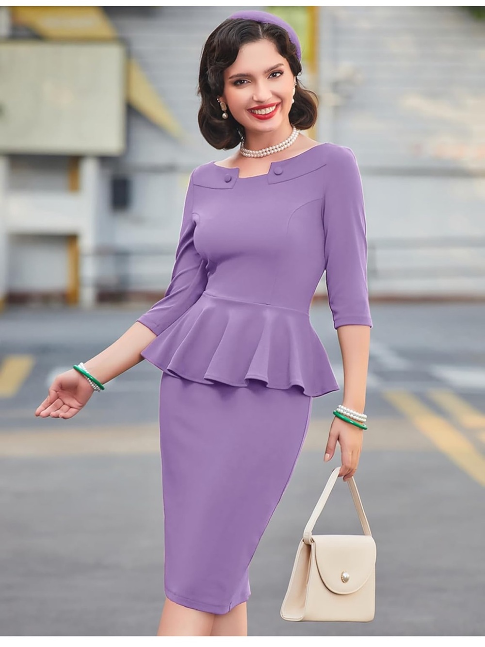 Lilac Peplum Pencil Skirt - Elegant Women's Skirt